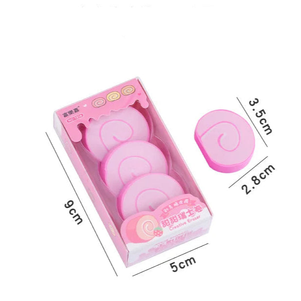 Swiss Roll Shaped Erasers Set of 3