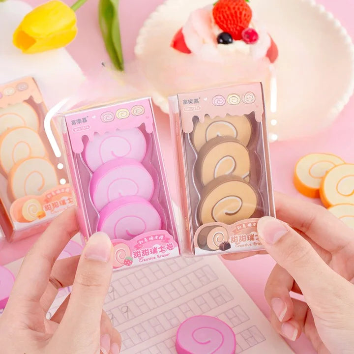 Swiss Roll Shaped Erasers Set of 3