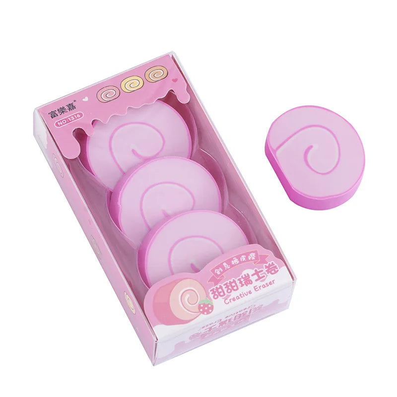 Swiss Roll Shaped Erasers Set of 3