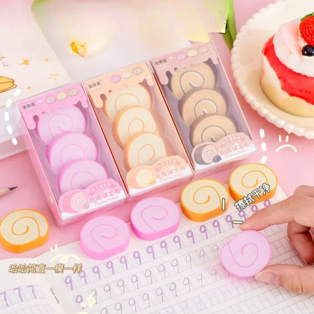 Swiss Roll Shaped Erasers Set of 3