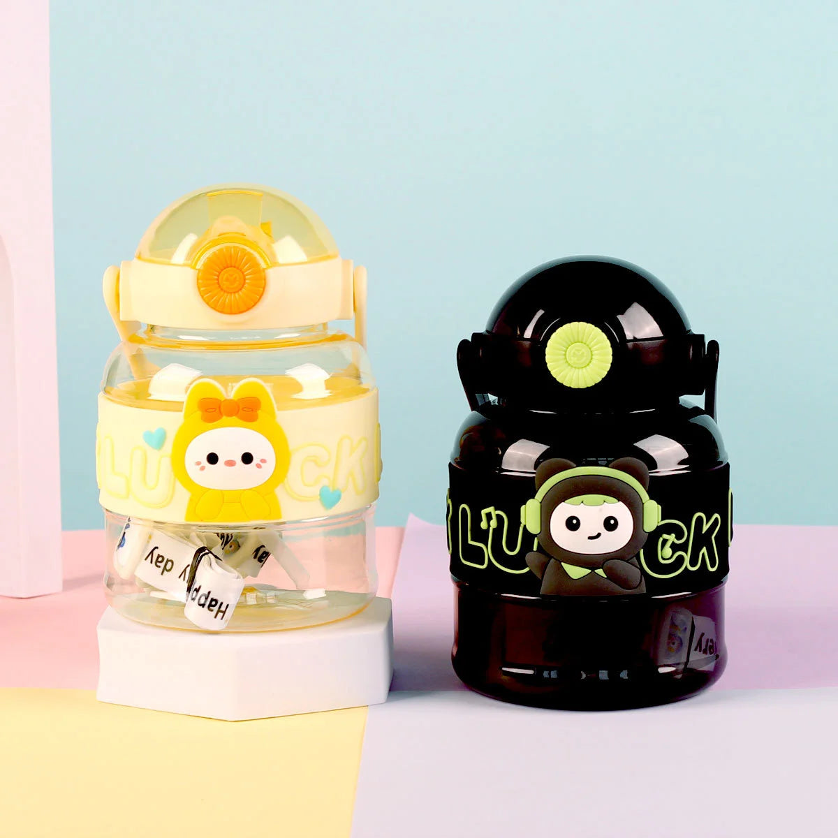 Transparent Cartoon Doll Ton Big Belly Plastic Water Bottle