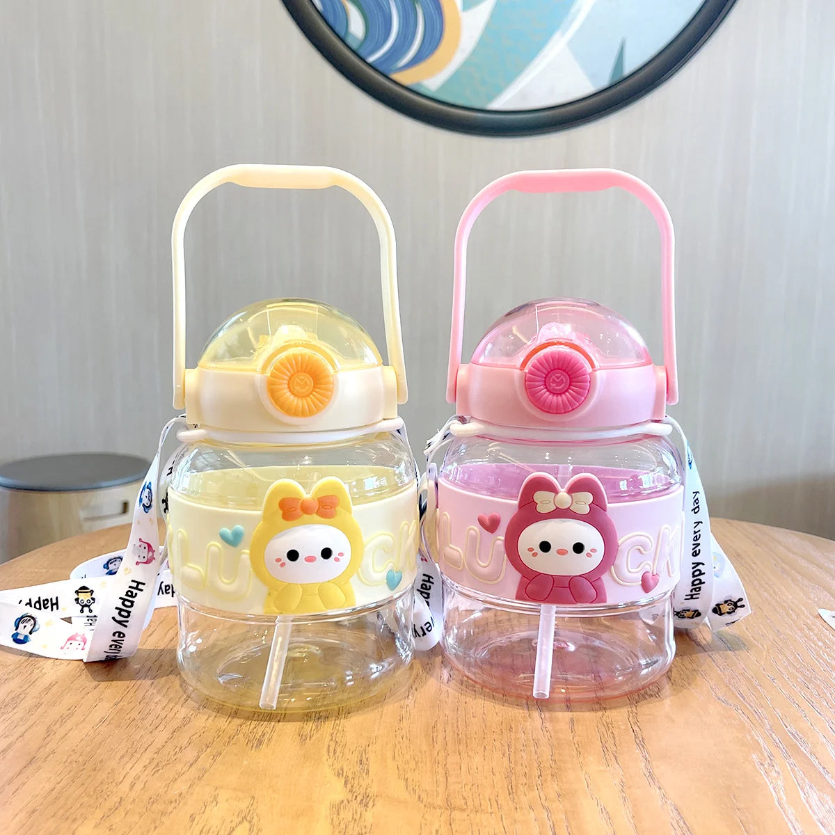 Transparent Cartoon Doll Ton Big Belly Plastic Water Bottle