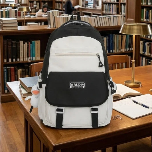 Trendy Black and White Multi-Pocket Backpack