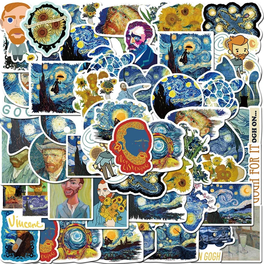 Van Gogh's Sunflower Oil Painting Graffiti Stickers Pack