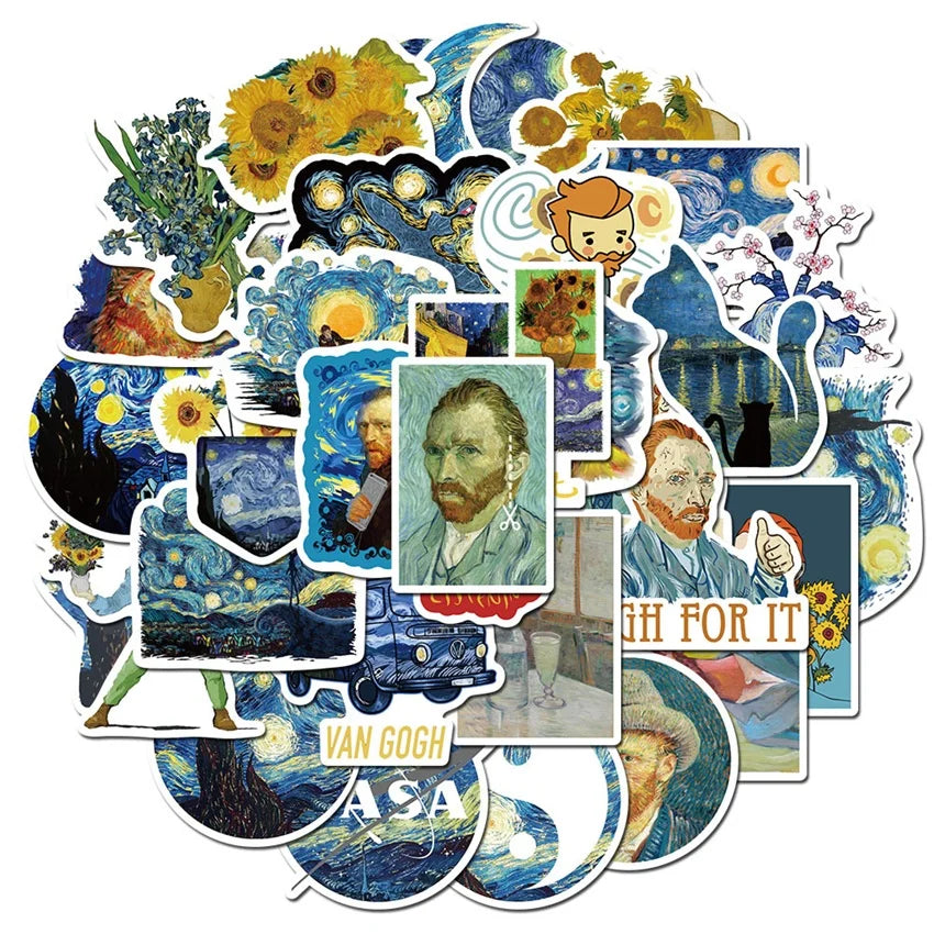 Van Gogh's Sunflower Oil Painting Graffiti Stickers Pack