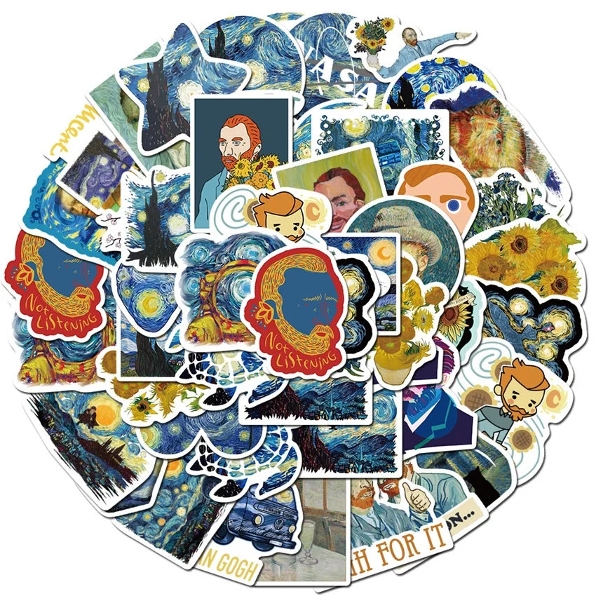 Van Gogh's Sunflower Oil Painting Graffiti Stickers Pack
