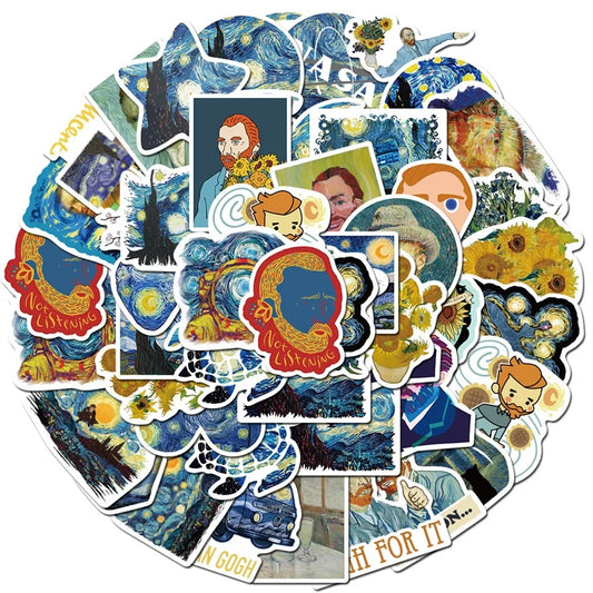 Van Gogh's Sunflower Oil Painting Graffiti Stickers Pack