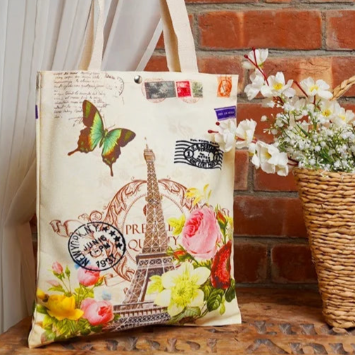 Vintage Eiffel Tower Canvas Shoulder Bag