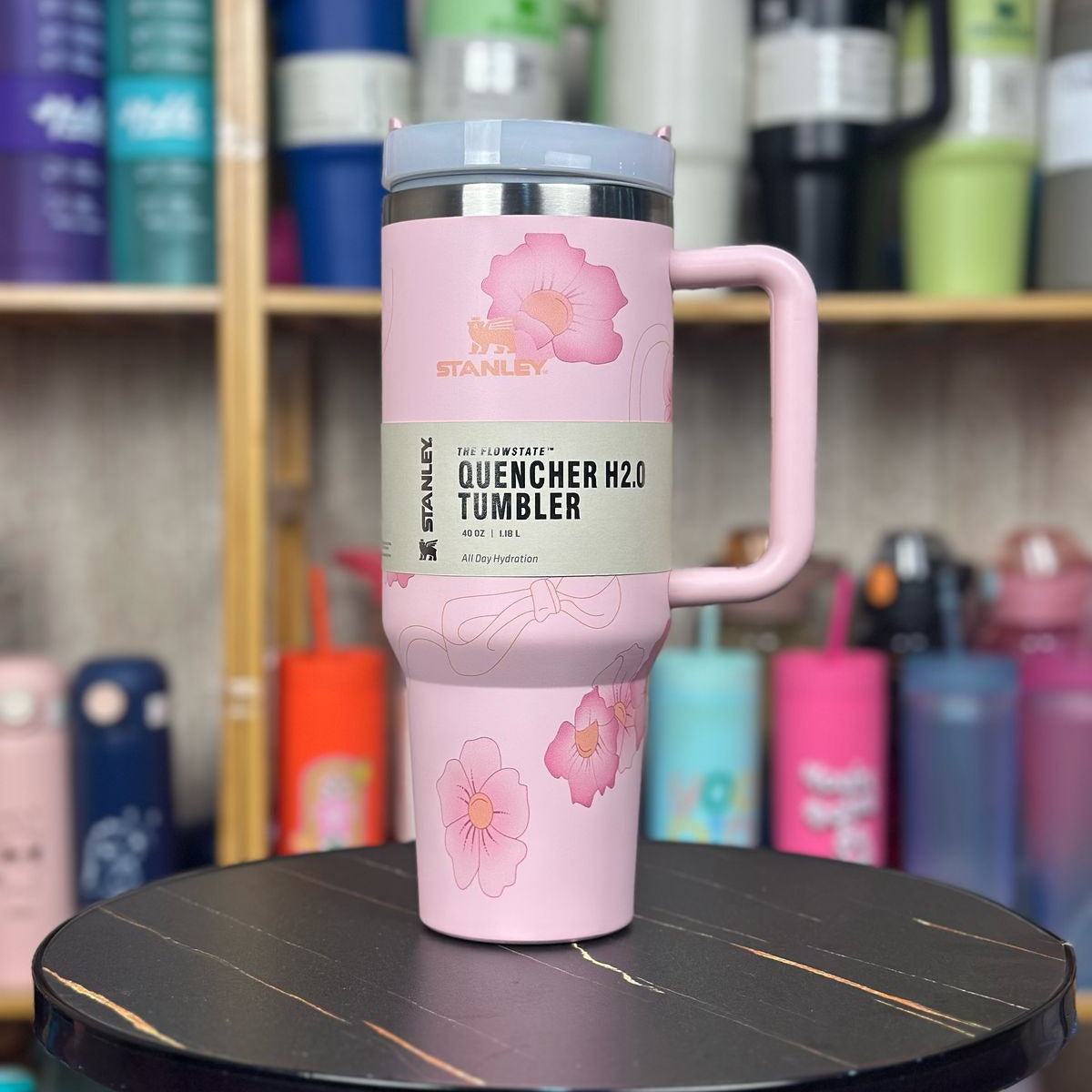 Stanley Steel Tumbler 40 oz with Plastic Straw - Cream Pink