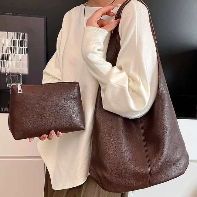 Large Trendy Shoulder Bag with Pouch