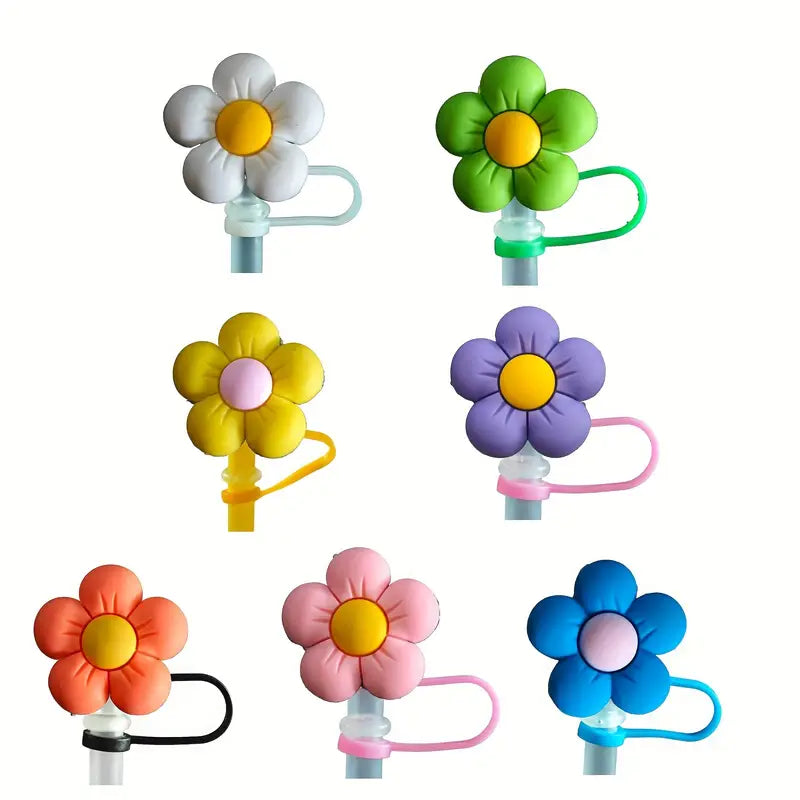 Sunflower Shapes Silicon Straw Dust Cover