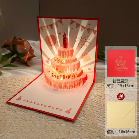 Foldable 3D Birthday Greeting Cards with Lught n Music