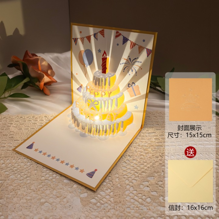Foldable 3D Birthday Greeting Cards with Light n Music