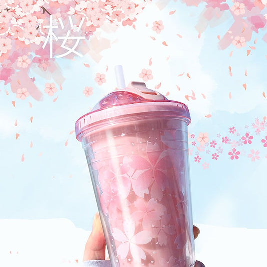 Sakura Double Layer Plastic Sipper Cup