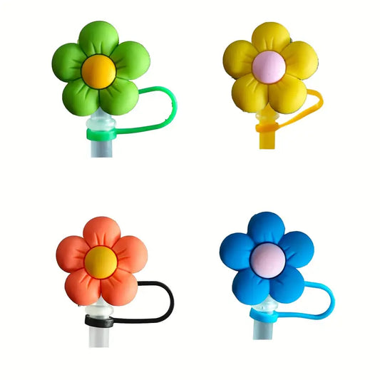 Sunflower Shapes Silicon Straw Dust Cover
