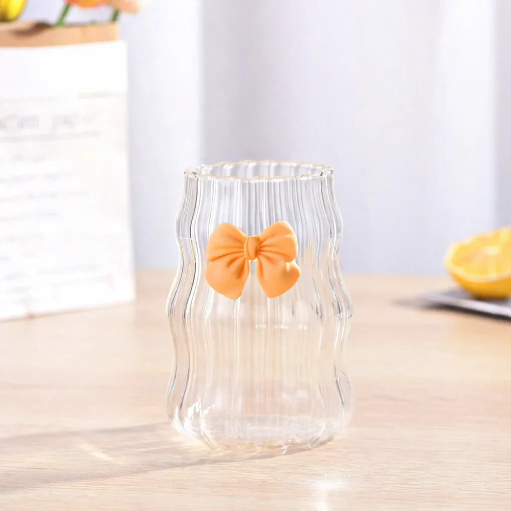 Bamboo Lid Glass Cup with Bow