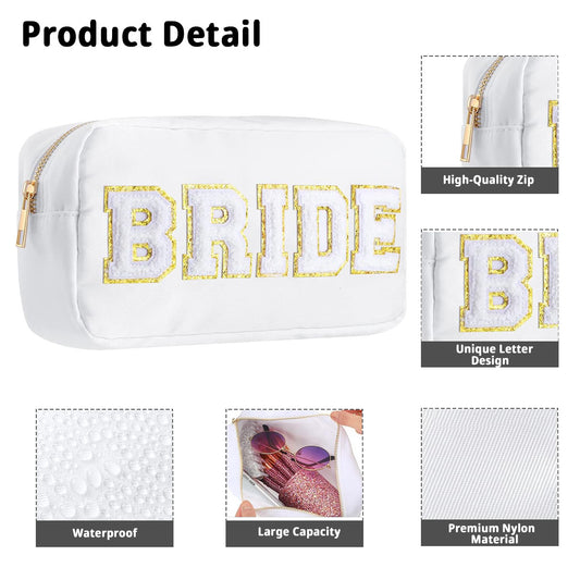 Bride Embroidered Leather Cosmetic Pouch
