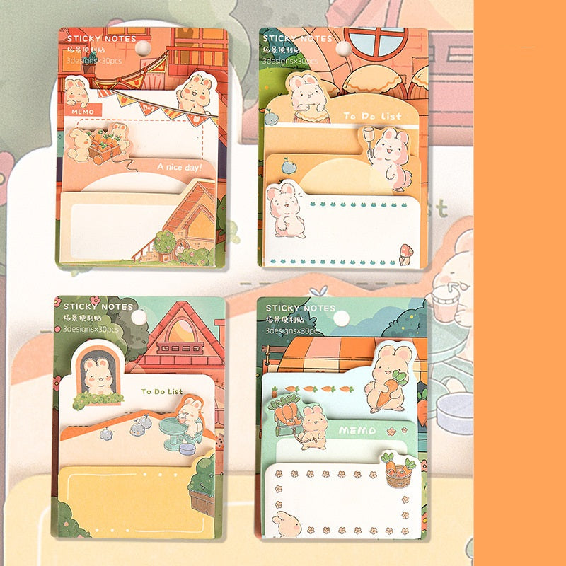 Cute Rabbit Series Sticky Notes - Set of 4