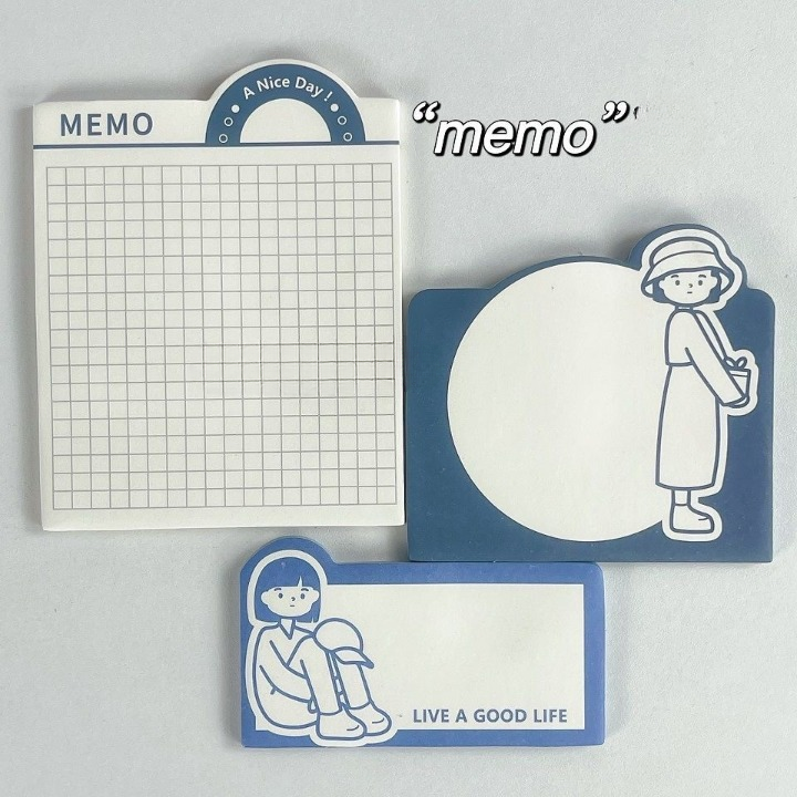 Creative Girly Inspired 3 in 1 Sticky Notes - Set of 4