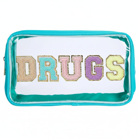 'Drugs' Embroidered Cosmetic Bag