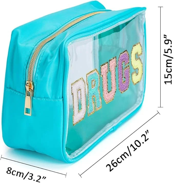 'Drugs' Embroidered Cosmetic Bag