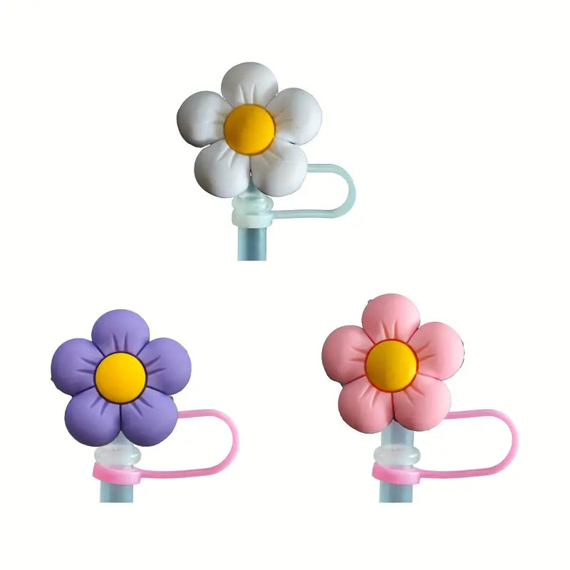Sunflower Shapes Silicon Straw Dust Cover