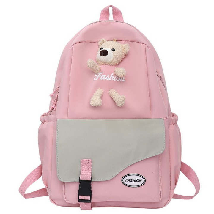 Bear Fashion Front Pocket With Buckles Backpack bag