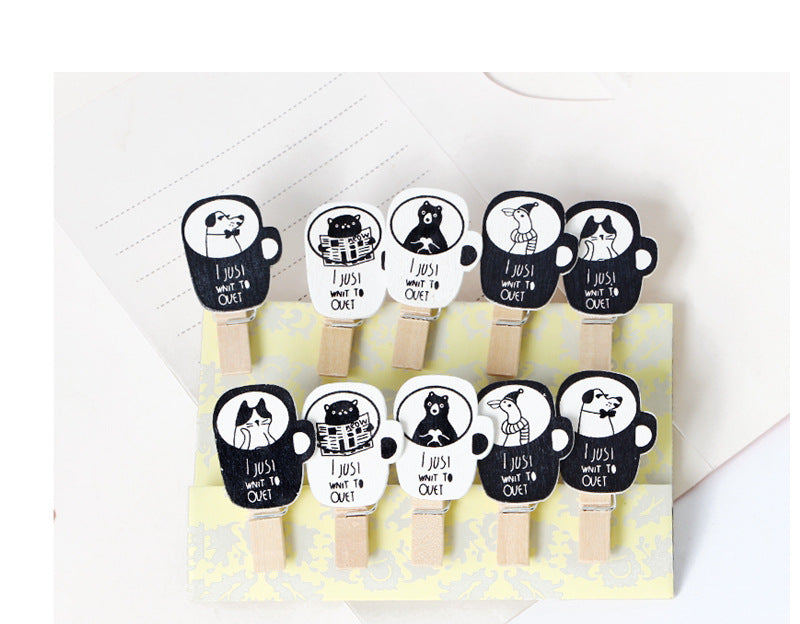Small Wooden Clothespin Clips - Cute Pets