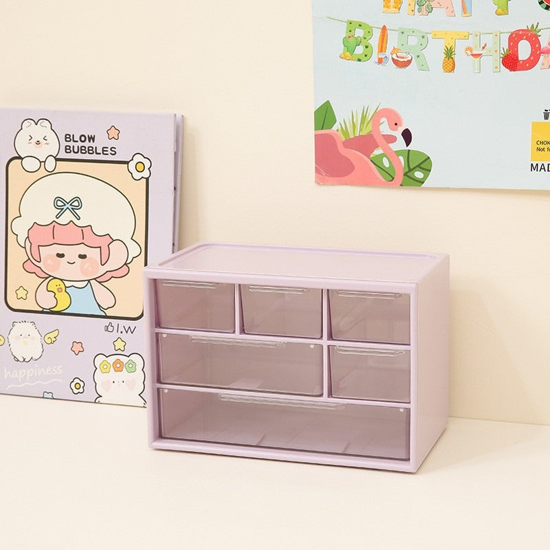 6-grid Mini Desktop Drawer Storage Box
