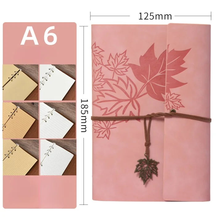Maple Leaf Embossed Vintage Leather Journal