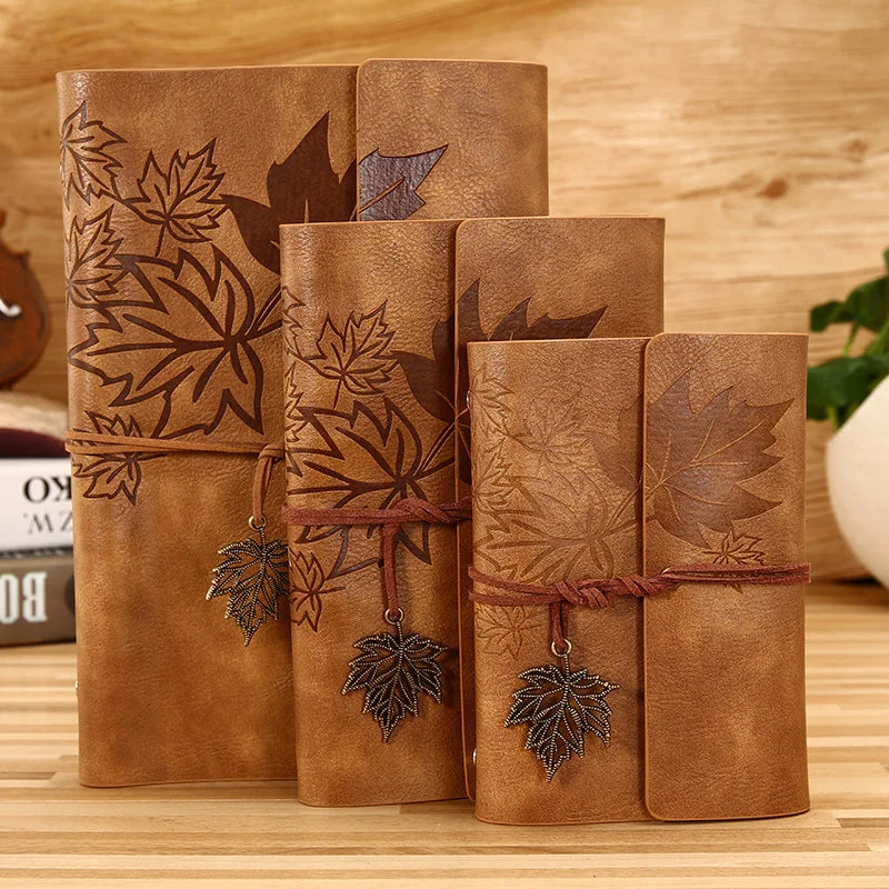 Maple Leaf Embossed Vintage Leather Journal