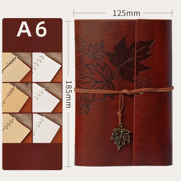Maple Leaf Embossed Vintage Leather Journal