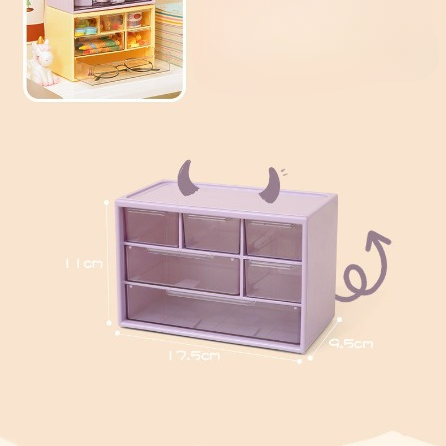 6-grid Mini Desktop Drawer Storage Box