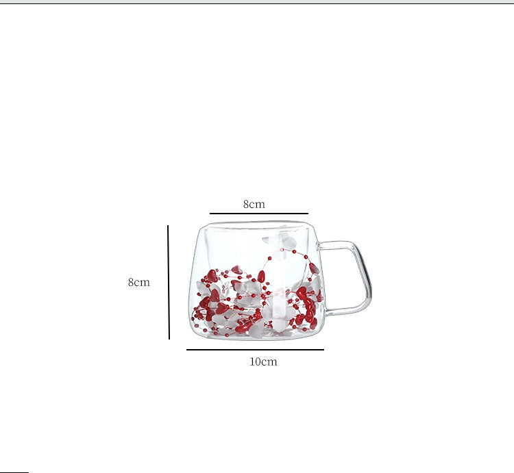 Dried Flowers Filled Double Glass Cup