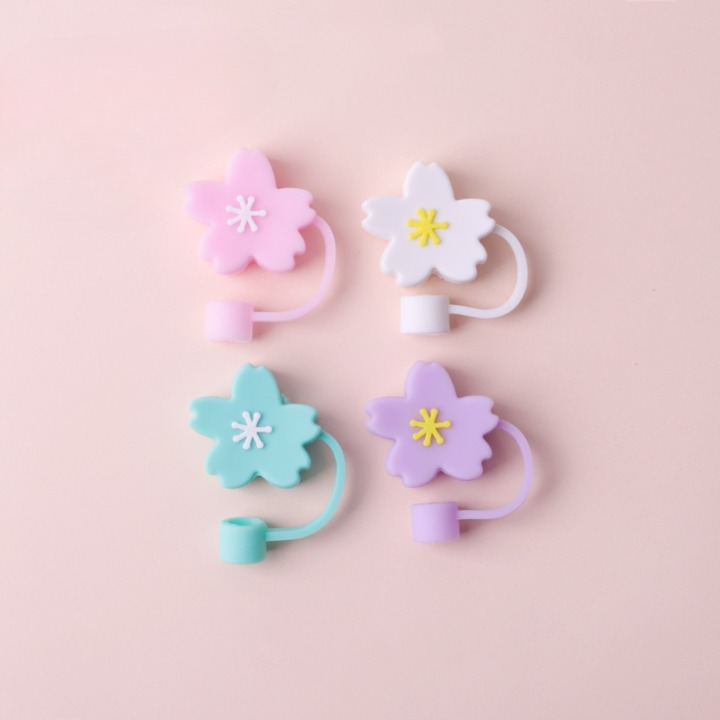Flower Shaped Straw Tip Covers For Tumbler