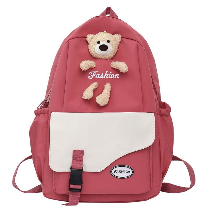Bear Fashion Front Pocket With Buckles Backpack bag