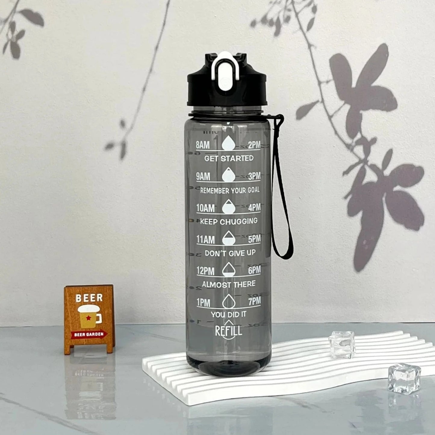 Motivational Quotes Plastic Water Bottle and Sipper
