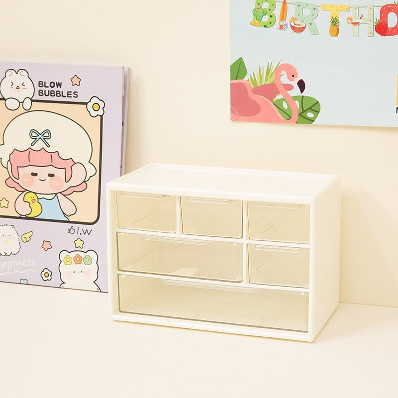 6-grid Mini Desktop Drawer Storage Box