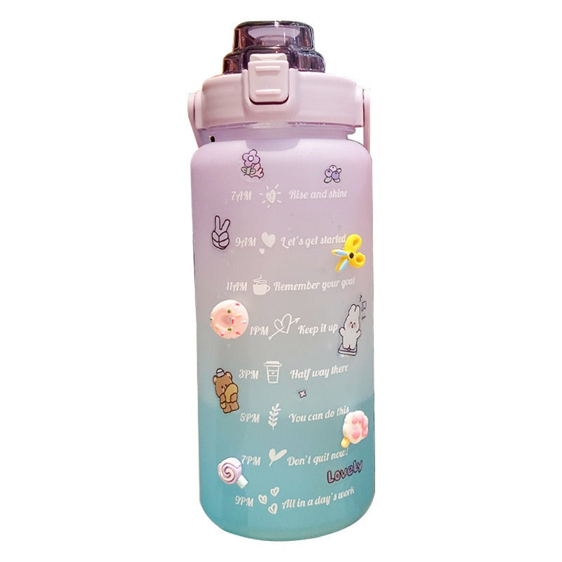 Large Capacity Gradient Color 2L Fitness Water Bottle