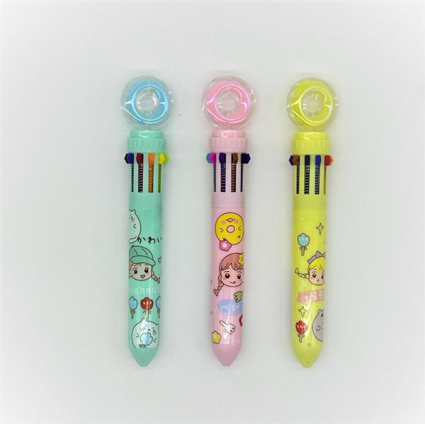 Donut Top 10 Color Push Ball Point Pen