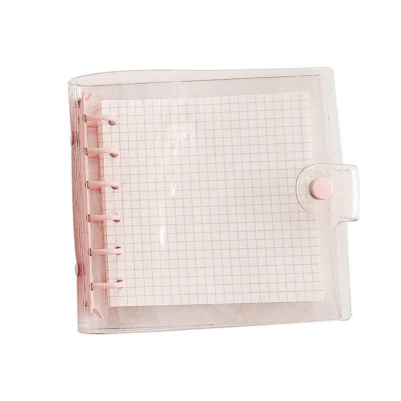 Square Shape Sparkling Shell Pink Pocket Notebook Binder