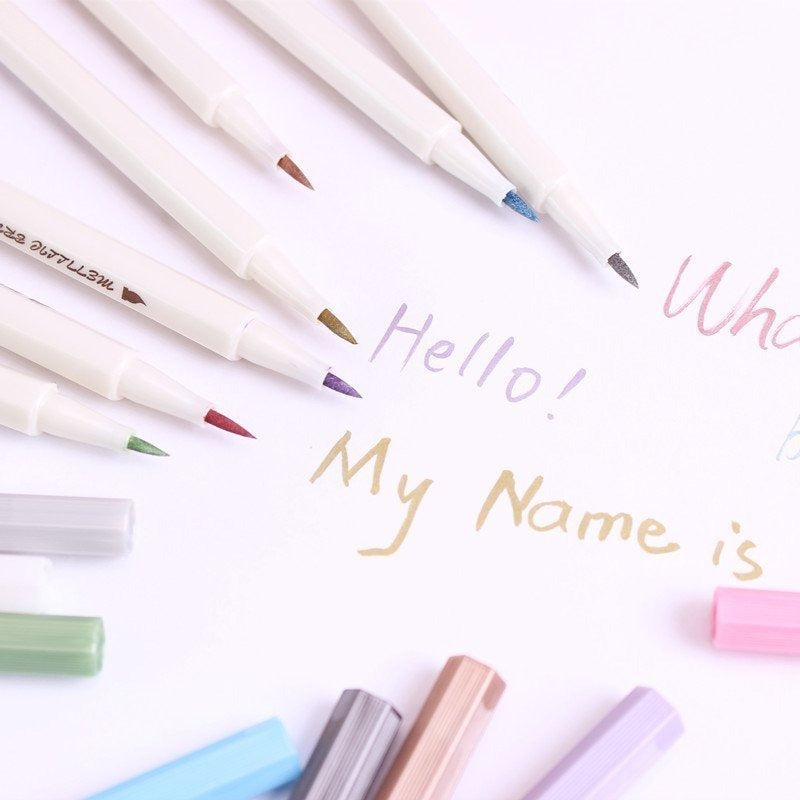 Metallic Brush Marker Color Pen Set of 12