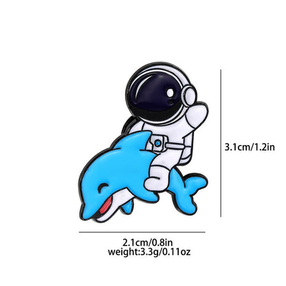 Creative Japanese  Spaceship Astronaut Rocket Brouch And Enamel Pin