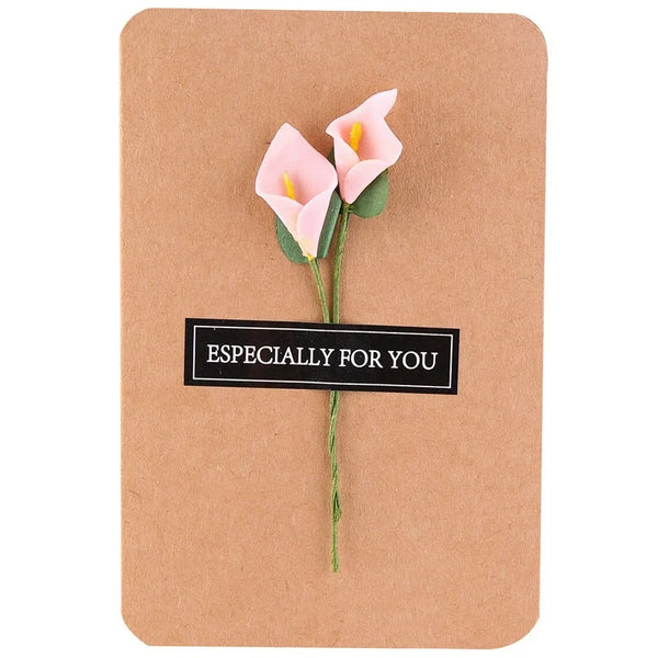 1Pc Retro Greeting Card With Dried Flowers