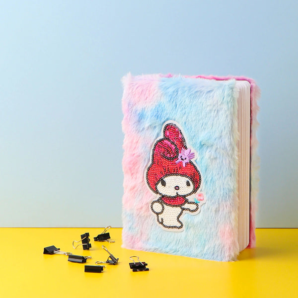 Kuromi Series Embroidered  Fur Notebook Diary