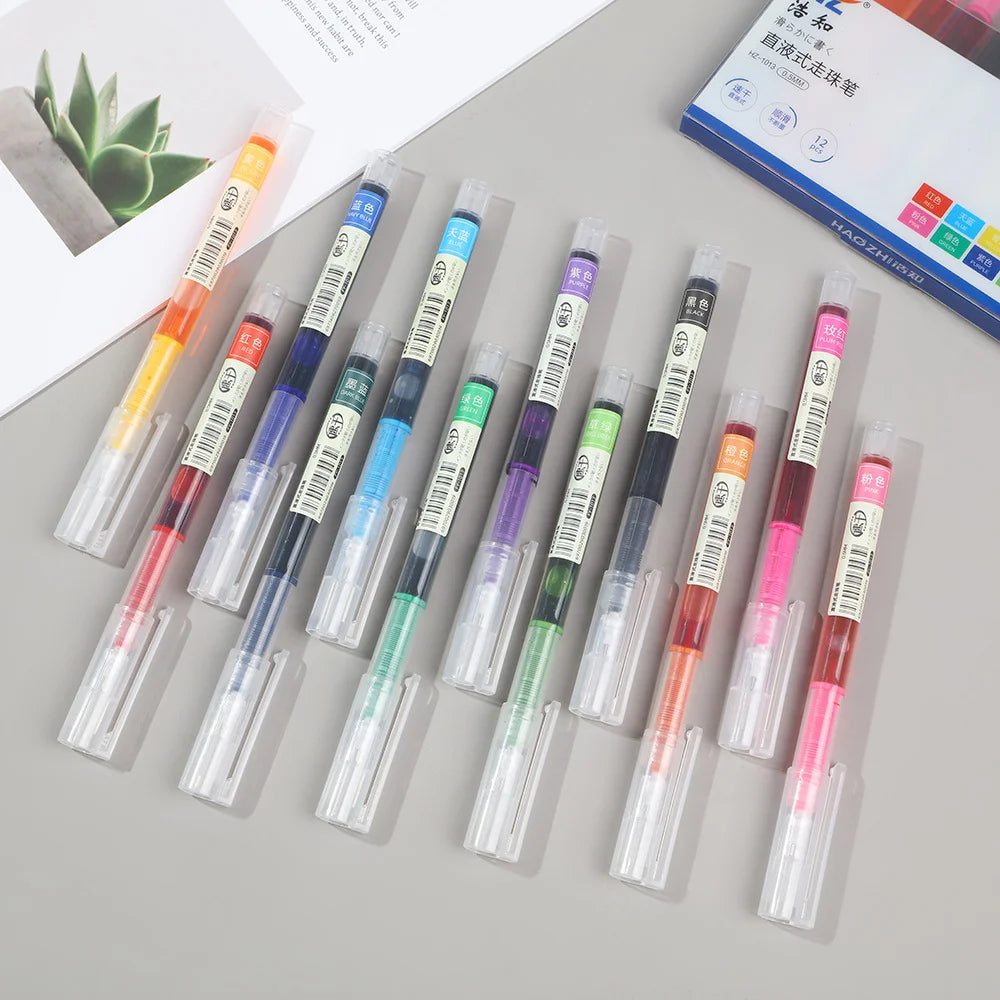 12-Color Fine Tip Liquid Ink Gel Pen Set