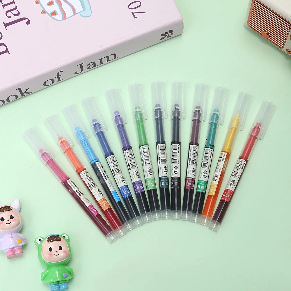 12-Color Fine Tip Liquid Ink Gel Pen Set