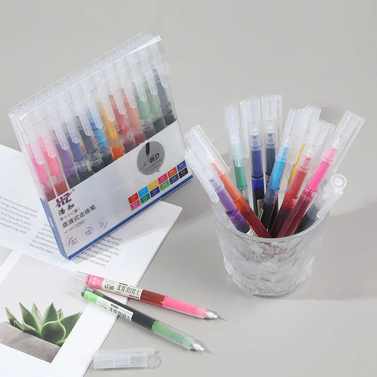 12-Color Fine Tip Liquid Ink Gel Pen Set