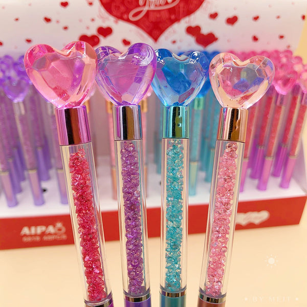 Confetti Filled Heart Top Ball Point Pen