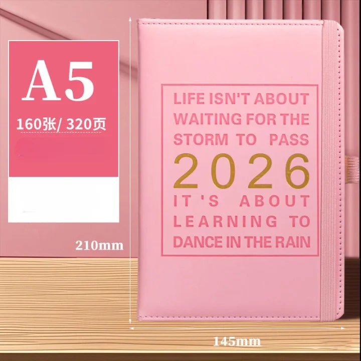 2026 Premium Schedule Leather Cover Planner With Pen